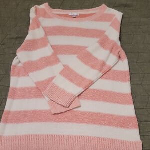 Pink and White Striped Women's Sweater